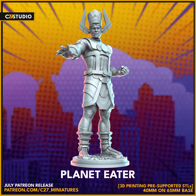 Planet Eater (Galactus proxy), 28/32mm resin superhero centrepiece miniature by C27 Studio, unpainted