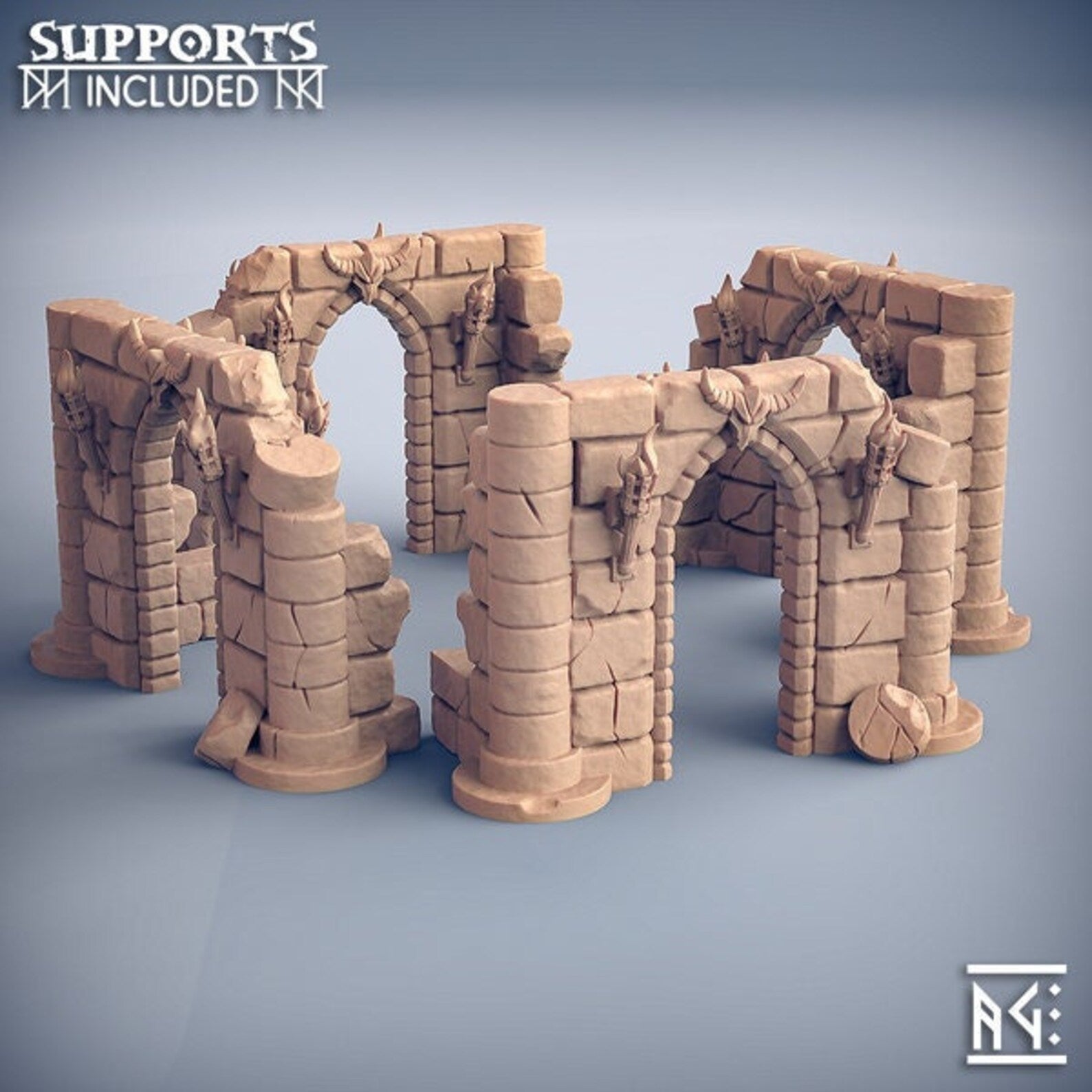 3D printed terrain UK: Artisan Guild Ruins Scenery, modular fantasy ruins for D&D and wargaming