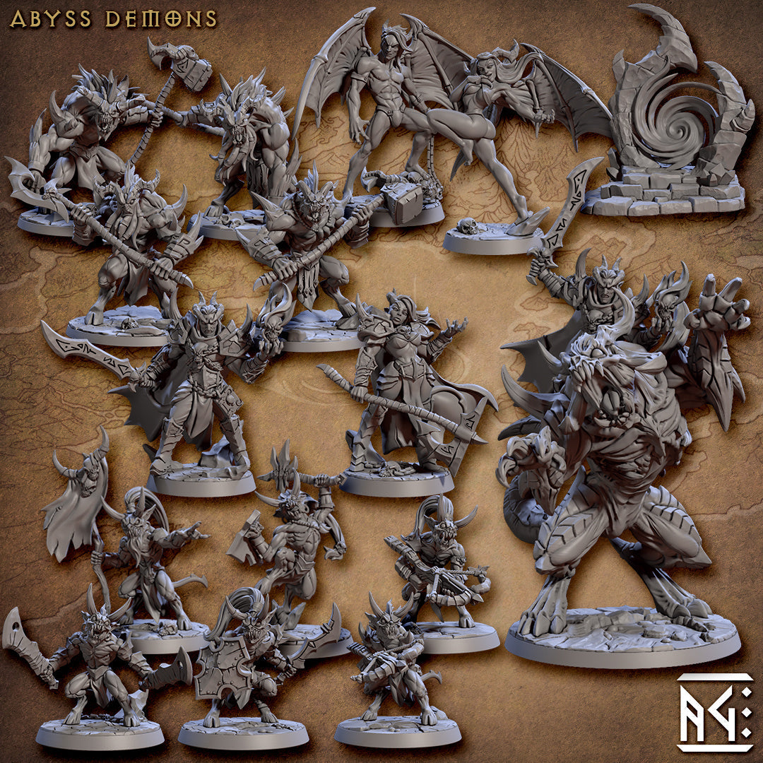 Abyss Demons miniatures by Artisan Guild, 28/32mm resin fantasy miniature, unpainted