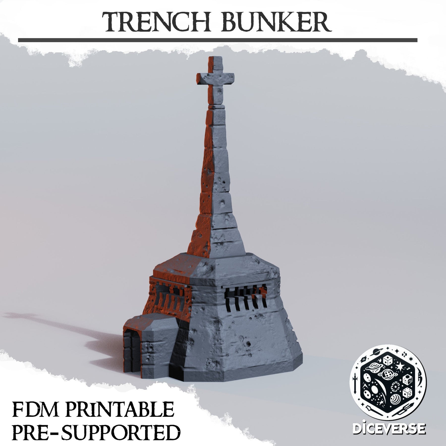 FDM 3D-printed Trench Crusade bunker terrain from Diceverse