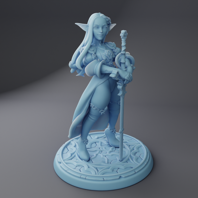 Melrissa the Elven Paladin Pin-Up | Twin Goddess Miniatures