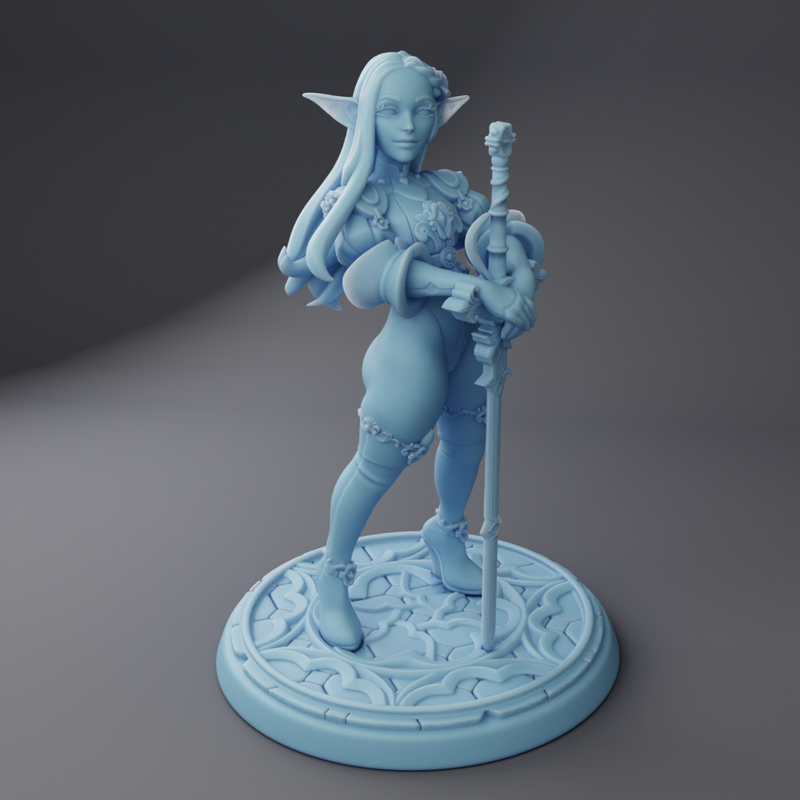 Melrissa the Elven Paladin Pin-Up | Twin Goddess Miniatures