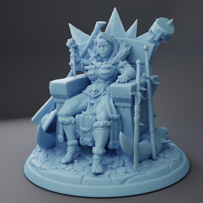 Orc Queen in Throne (75mm) | Fantasy Queens | Fantasy Miniature | Twin Goddess Miniatures