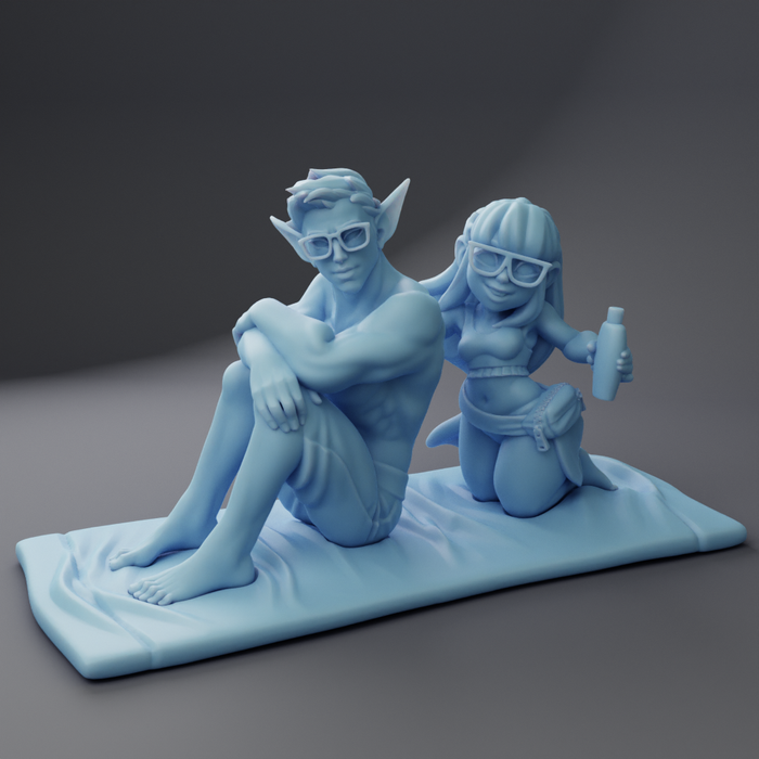 Bernadette & Ascii Beachtowel Diorama | Beach Week Vol 2 | Fantasy Miniature | Twin Goddess Miniatures