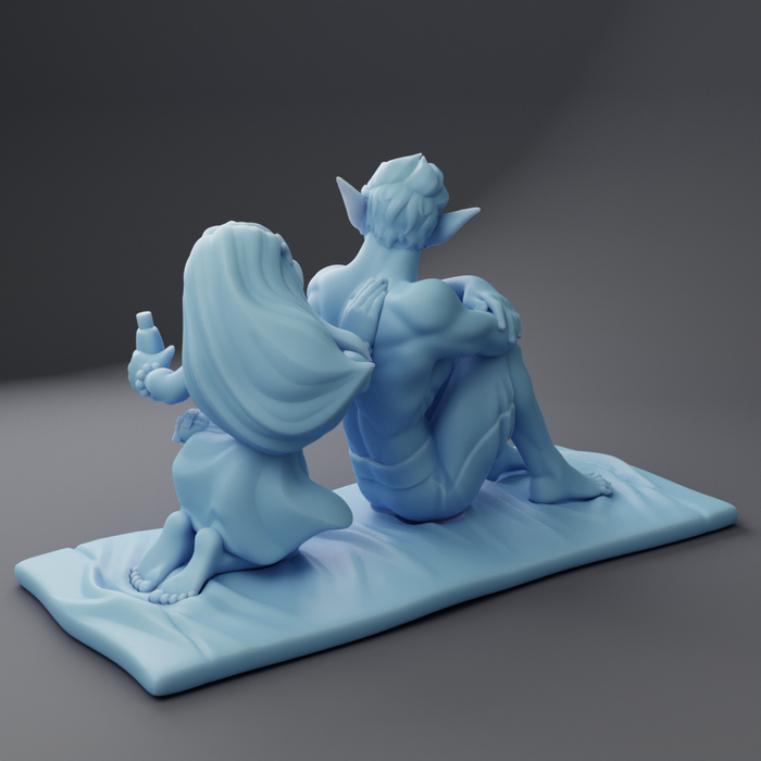 Bernadette & Ascii Beachtowel Diorama (75mm) | Beach Week Vol 2 | Fantasy Miniature | Twin Goddess Miniatures