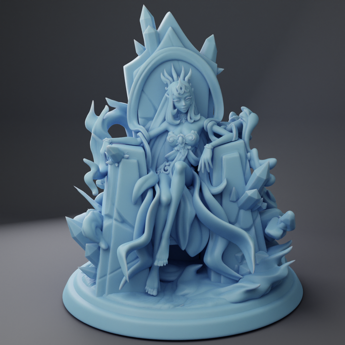 Genasi Queen in Throne (75mm) | Fantasy Queens | Fantasy Miniature | Twin Goddess Miniatures