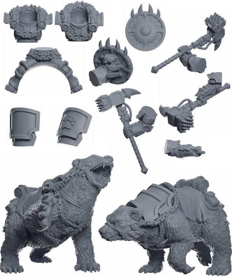 Bear Cavalry Squad | Space Bears | Grimdark Miniature | Tabletop Time