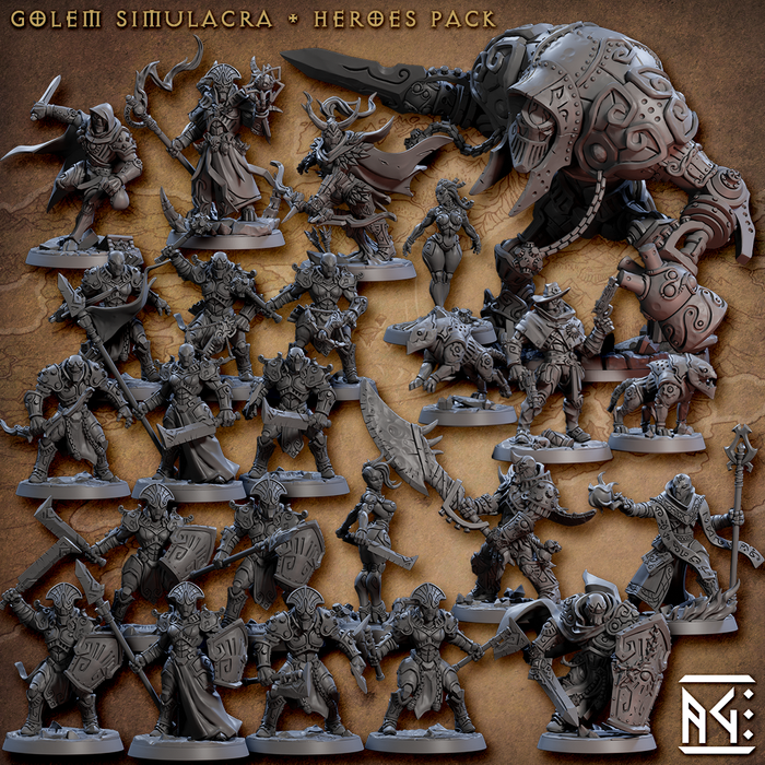 Golem Simulacra Miniatures (Full Set) | Fantasy D&D Miniature | Artisan Guild