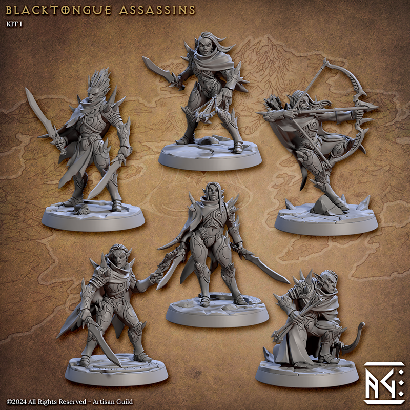 Blacktongue Assassins Miniatures (Full Set) | Fantasy D&D Miniature | Artisan Guild