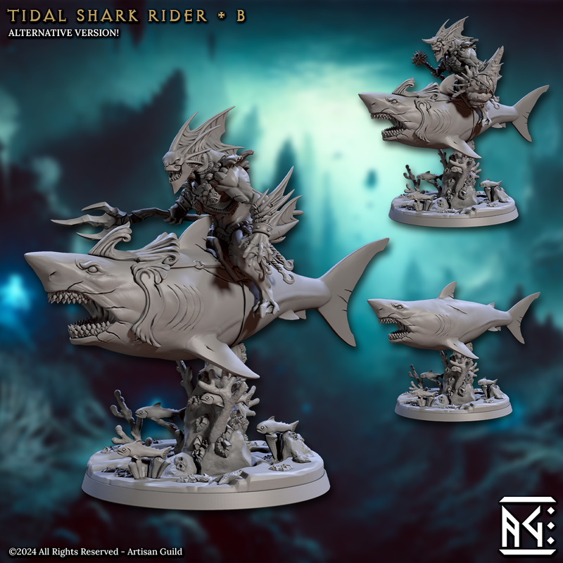 Tidal Shark Rider Cavalry Miniatures | Mirmidons of the Death-Tide | Artisan Guild