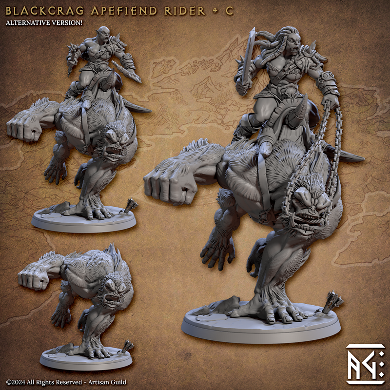 Apefiend Rider Miniatures | Blackcrag Orcs | Fantasy D&D Miniature | Artisan Guild