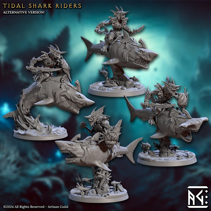 Tidal Shark Rider Cavalry Miniatures | Mirmidons of the Death-Tide | Artisan Guild