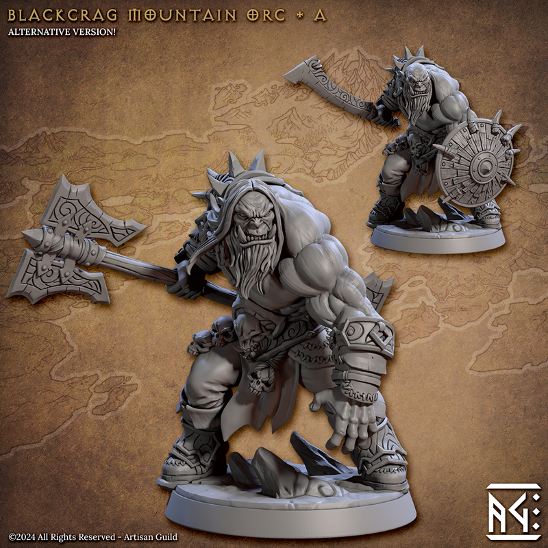 Barbarian Mountain Orc Miniatures | Blackcrag Orcs | Fantasy D&D Miniature | Artisan Guild