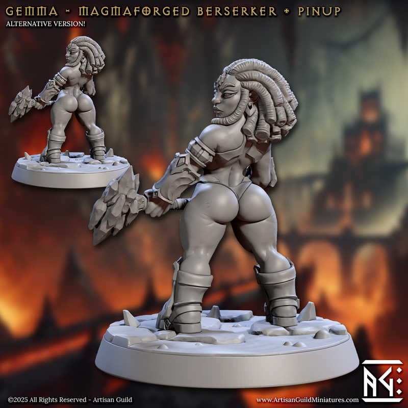 Dwarf Berserker Gemma Pin-Up | Magmaforged Dwarves | Artisan Guild