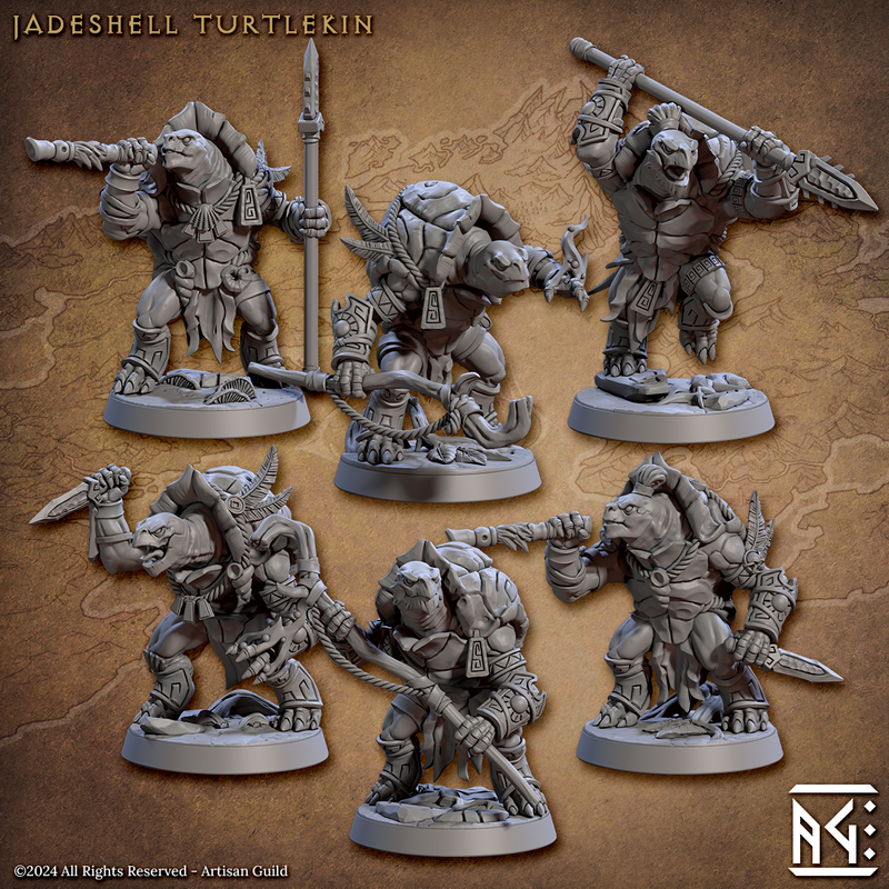 Jadeshell Turtlekin Miniatures (Full Set) | Fantasy D&D Miniature | Artisan Guild