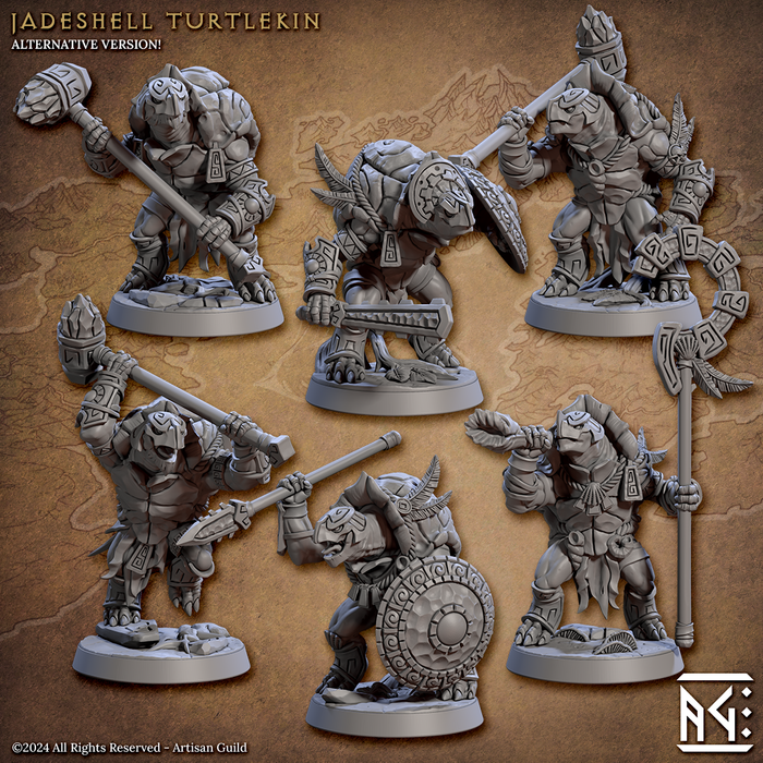 Jadeshell Turtlekin Miniatures (Full Set) | Fantasy D&D Miniature | Artisan Guild