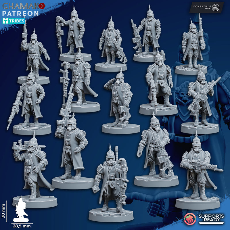 At Ease Trencher Infantry Miniatures | Imperial Soldiers | Grimdark Proxy Miniature | Ghamak