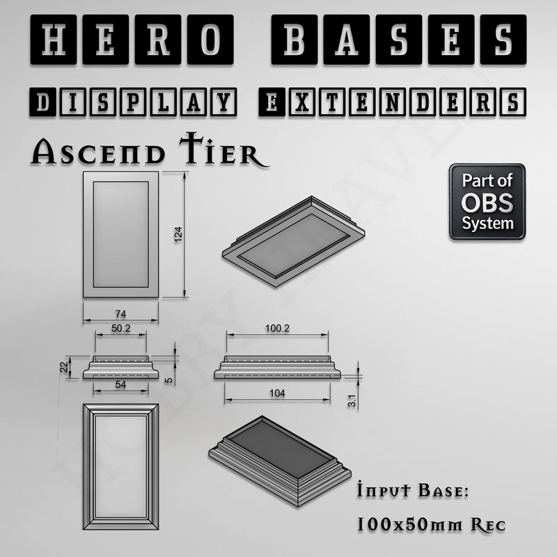 Hero Bases Display Extenders | Squares and Rectangles | Convert Gaming Bases to Display Bases & Plinths