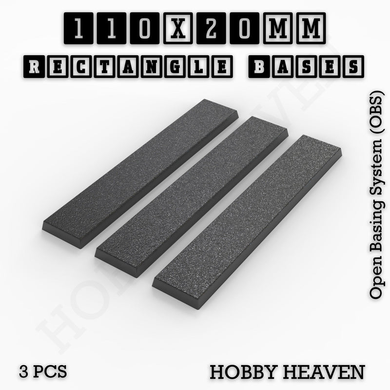 Rectangle Bases Range Sizes - 75x30mm to 125x40mm Medium Sizes 3d Print Full Range Tabletop Games