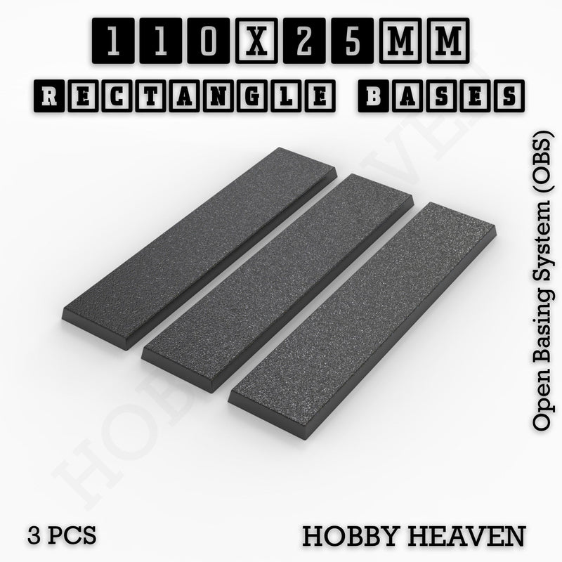 Rectangle Bases Range Sizes - 75x30mm to 125x40mm Medium Sizes 3d Print Full Range Tabletop Games