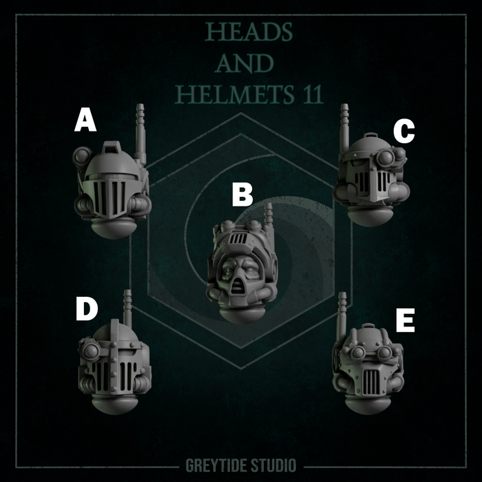 Heads & Helmets Pack 11 | Eternal Pilgrims | Grey Tide Studio | Sci-Fi Grimdark Custom Bitz Wargaming Miniatures 28mm 32mm