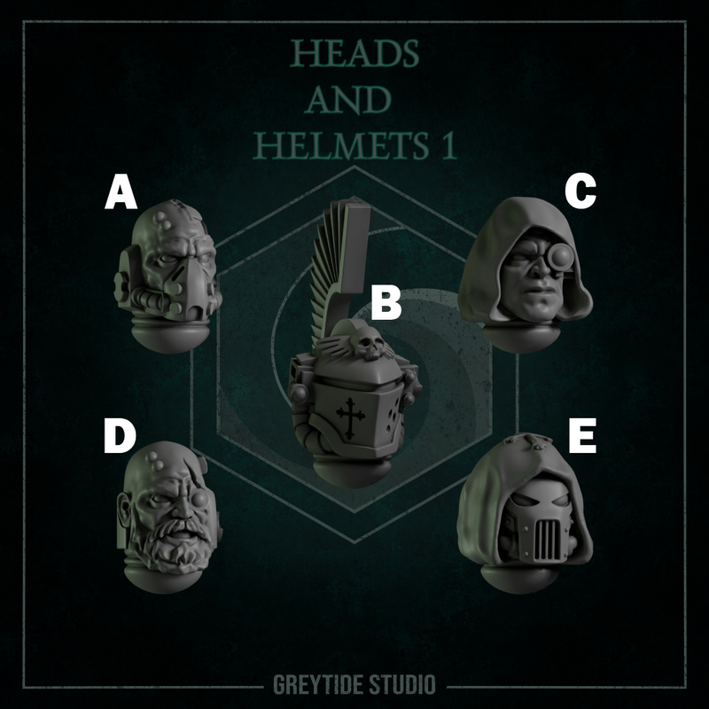 Heads & Helmets Pack 1 | Eternal Pilgrims | Conversion Bits For 28mm 32mm Sci-fi Marines