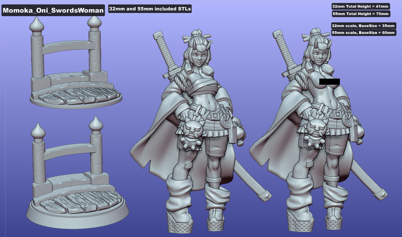Oni Swordswoman Momoka | Fantasy Pin-Up | Gaz Minis | [Multi-Listing]