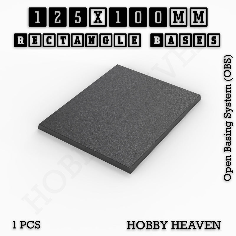 Rectangle Bases Range Sizes - 125x50mm to 200x175mm Large Sizes 3d Print Full Range Tabletop Games