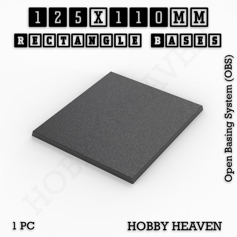 Rectangle Bases Range Sizes - 125x50mm to 200x175mm Large Sizes 3d Print Full Range Tabletop Games
