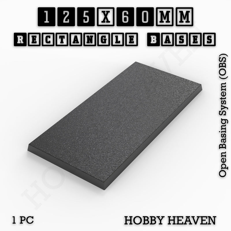 Rectangle Bases Range Sizes - 125x50mm to 200x175mm Large Sizes 3d Print Full Range Tabletop Games