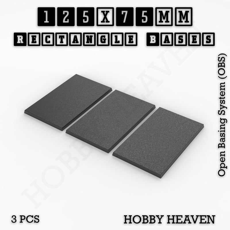 Rectangle Bases Range Sizes - 125x50mm to 200x175mm Large Sizes 3d Print Full Range Tabletop Games