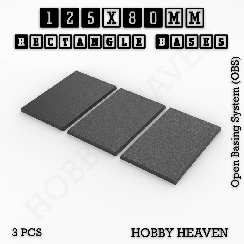 Rectangle Bases Range Sizes - 125x50mm to 200x175mm Large Sizes 3d Print Full Range Tabletop Games