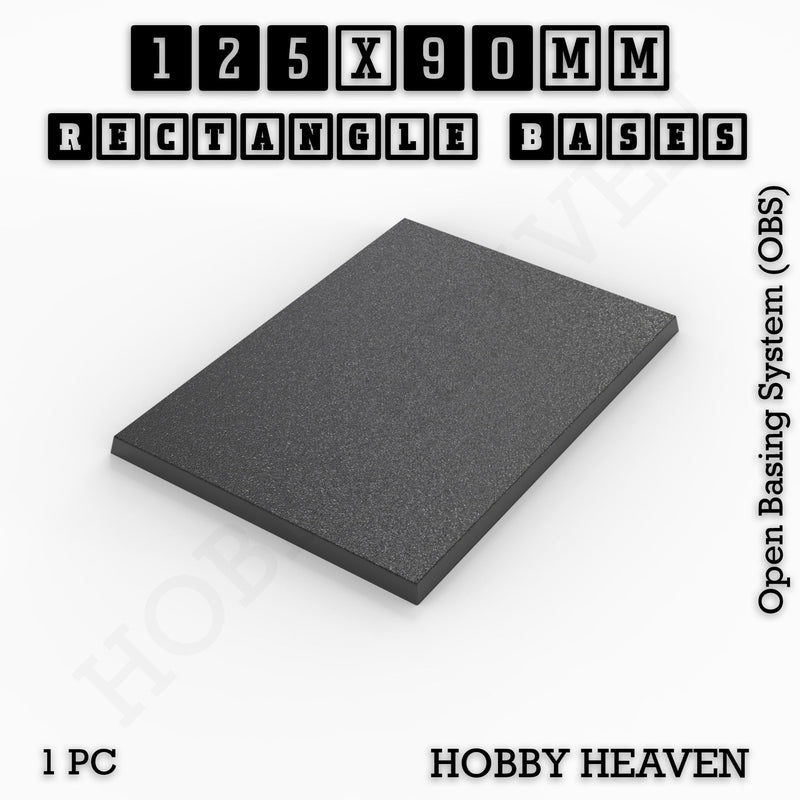 Rectangle Bases Range Sizes - 125x50mm to 200x175mm Large Sizes 3d Print Full Range Tabletop Games