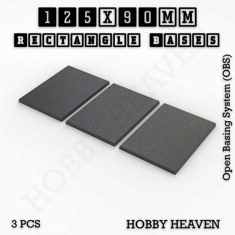 Rectangle Bases Range Sizes - 125x50mm to 200x175mm Large Sizes 3d Print Full Range Tabletop Games