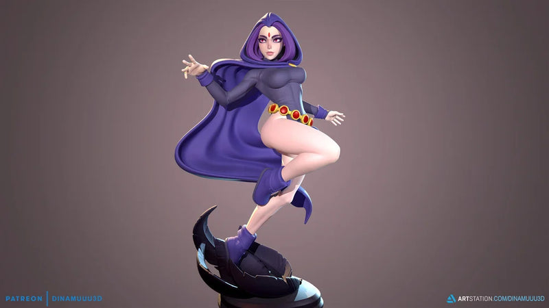 Raven Witch | Pin-Up Statue Fan Art Miniature Unpainted | Dinamuu3D