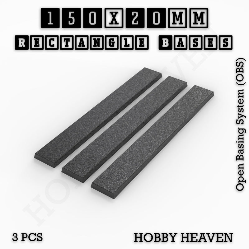 Rectangle Bases Range Sizes - 125x50mm to 200x175mm Large Sizes 3d Print Full Range Tabletop Games