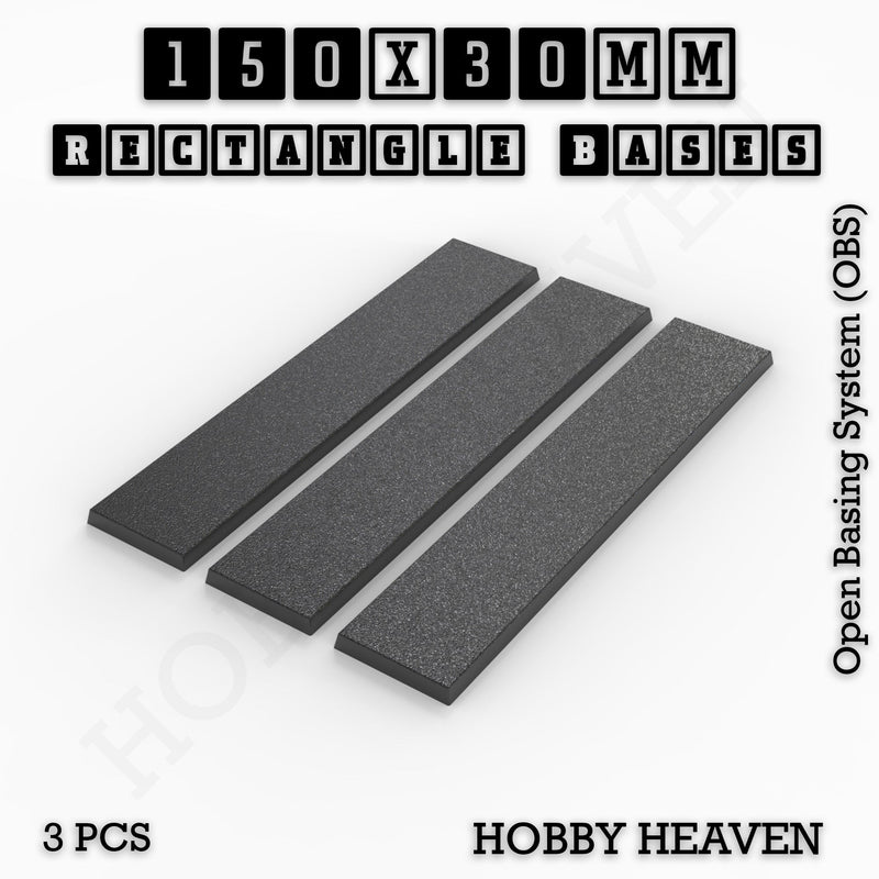 Rectangle Bases Range Sizes - 125x50mm to 200x175mm Large Sizes 3d Print Full Range Tabletop Games