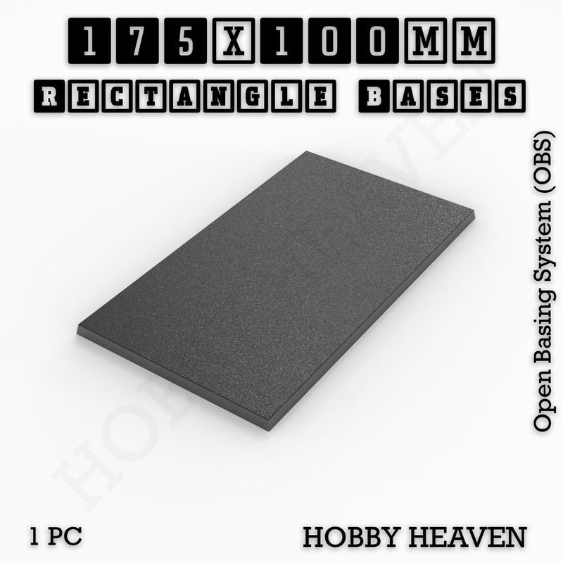 Rectangle Bases Range Sizes - 125x50mm to 200x175mm Large Sizes 3d Print Full Range Tabletop Games