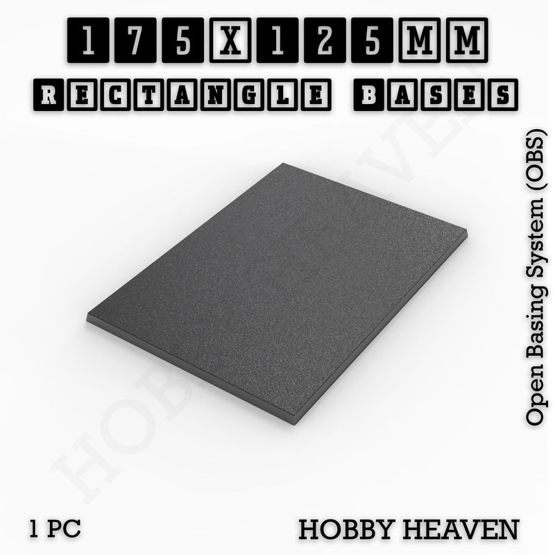 Rectangle Bases Range Sizes - 125x50mm to 200x175mm Large Sizes 3d Print Full Range Tabletop Games