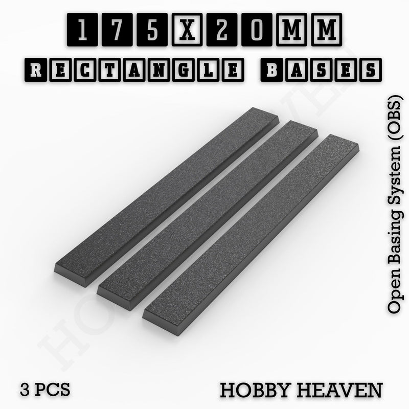 Rectangle Bases Range Sizes - 125x50mm to 200x175mm Large Sizes 3d Print Full Range Tabletop Games