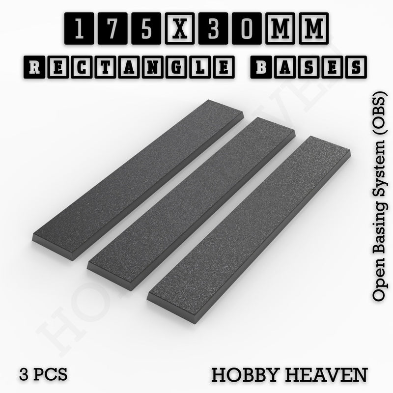 Rectangle Bases Range Sizes - 125x50mm to 200x175mm Large Sizes 3d Print Full Range Tabletop Games
