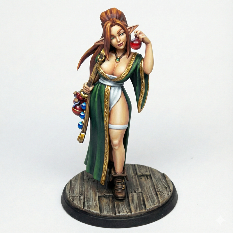 Elven Love-Potion Merchant Silfie | Re-forged Adventurers | Fantasy Miniature | Twin Goddess Miniatures
