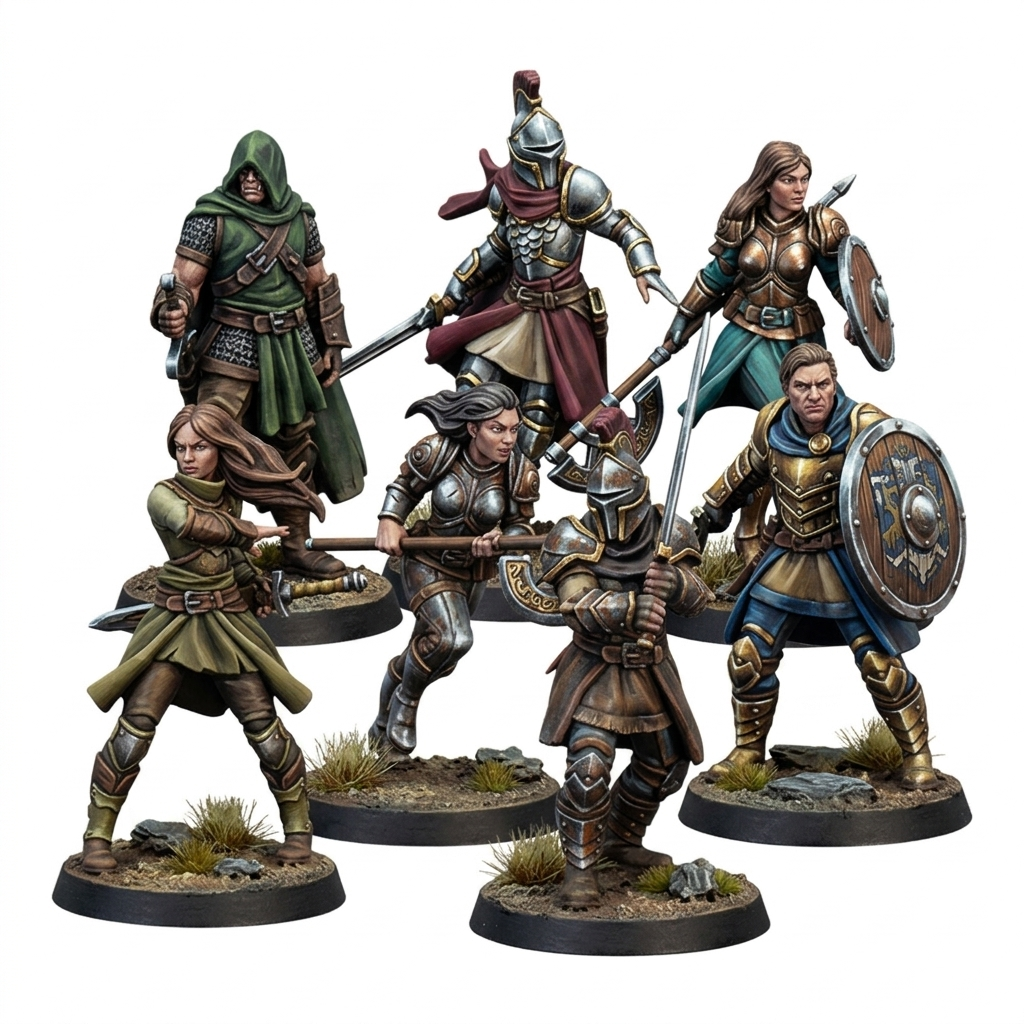 Warrior Knight Miniatures Set, 28/32mm resin fantasy miniature, unpainted