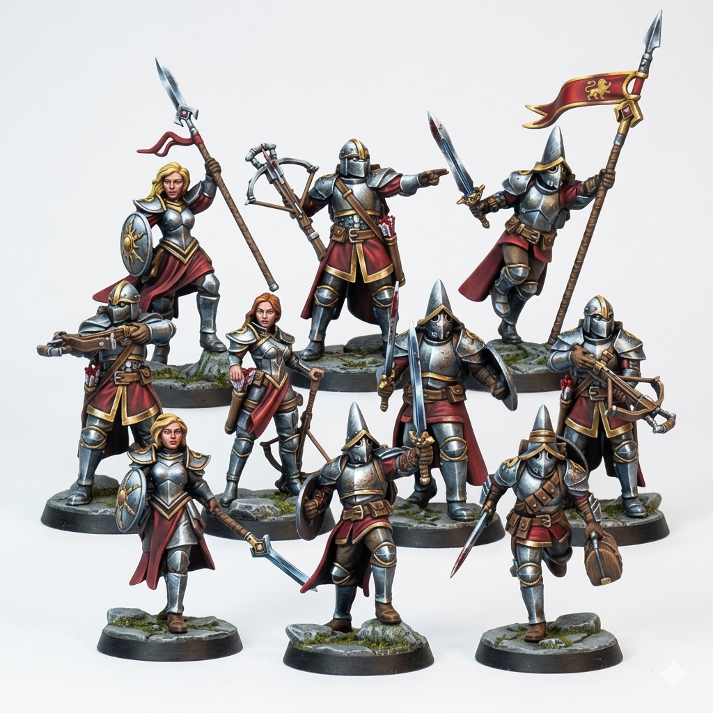 Vanguard Squad, 28/32mm resin fantasy miniature, unpainted