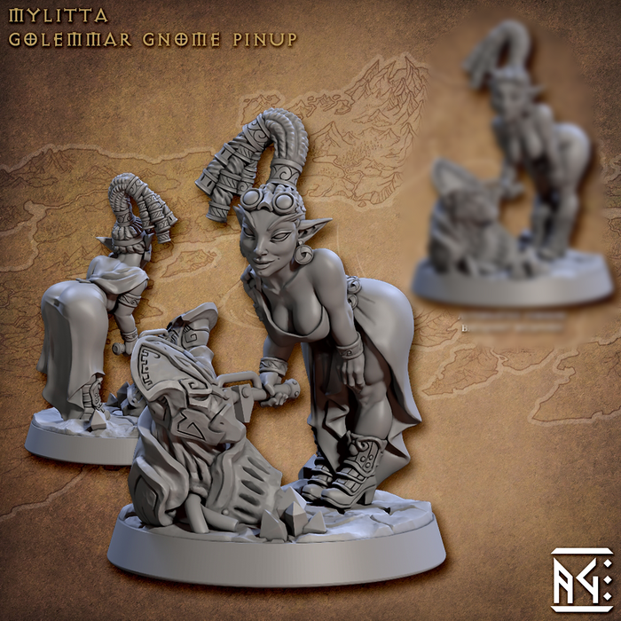 Mylitta Pin-Up | Gnomes of Golemmar | Fantasy D&D Miniature | Artisan Guild