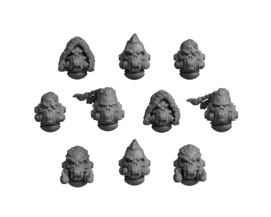 10x Space Warrior Heads Pack H | Primal Hounds | Grey Tide Studio | Sci-Fi Grimdark Custom Bitz Wargaming Miniatures 28mm 32mm
