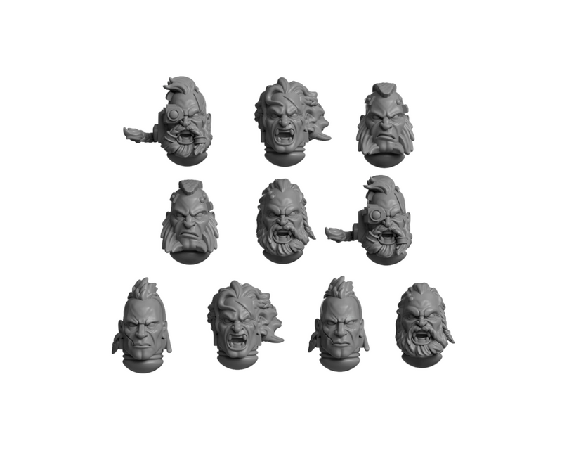 Heads Pack 1 Primal Hounds Conversion Bits For 28mm 32mm Sci-fi Space Knights