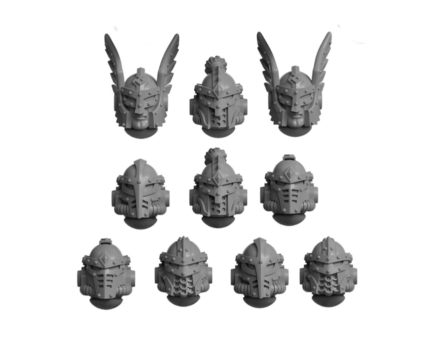 10x Space Warrior Heads Pack K | Primal Hounds | Grey Tide Studio | Sci-Fi Grimdark Custom Bitz Wargaming Miniatures 28mm 32mm