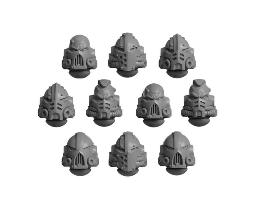 10x Space Warrior Heads Pack L | Primal Hounds | Grey Tide Studio | Sci-Fi Grimdark Custom Bitz Wargaming Miniatures 28mm 32mm