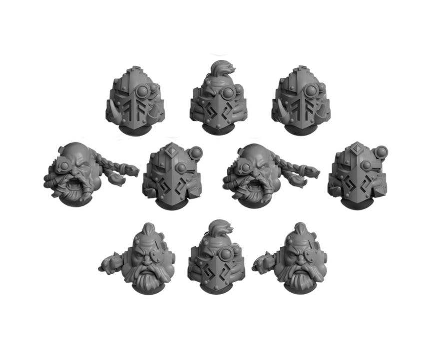 10x Space Warrior Heads Pack I | Primal Hounds | Grey Tide Studio | Sci-Fi Grimdark Custom Bitz Wargaming Miniatures 28mm 32mm